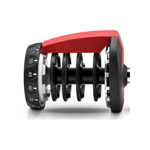 Cito Thriven portable adjustable dumbbells, 24kg to 40kg, with black handle and weight plates for versatile strength training.