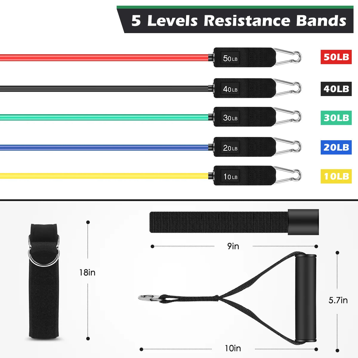 Cito Thriven 11-piece resistance band set for resistance training, includes colorful exercise bands and handles for workout flexibility.