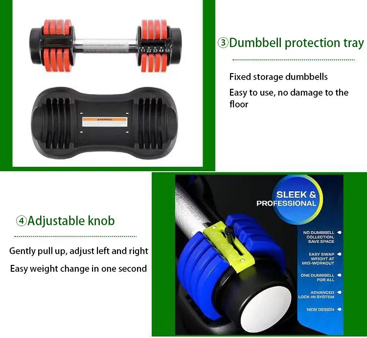 Cito Thriven commercial adjustable dumbbells with corrosion-resistant iron handles, suitable for strength training and gym use