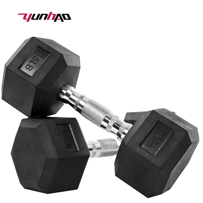 Cito Thriven Hex and neoprene dumbbells with black handles and colorful coated weights for strength training and workouts.