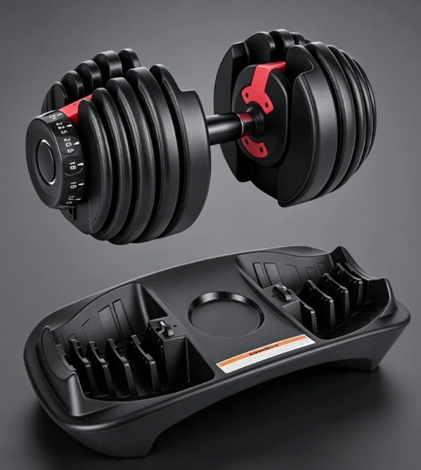 Cito Thriven Quick-Dial adjustable dumbbell with weight selector and black handle, set on a white background