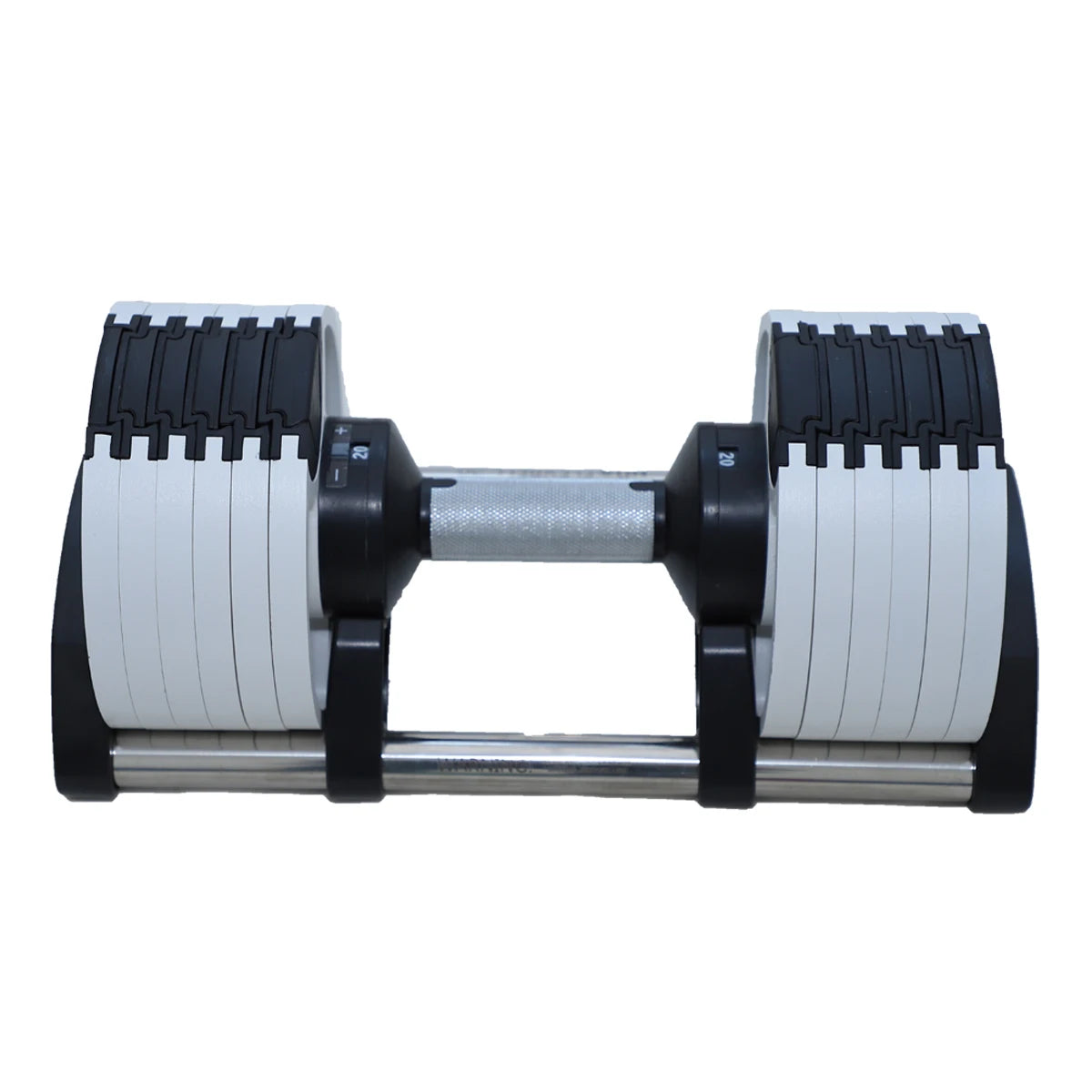 Cito Thriven cast iron adjustable dumbbell set with 20kg and 32kg weights, showing the dumbbells on a workout bench.