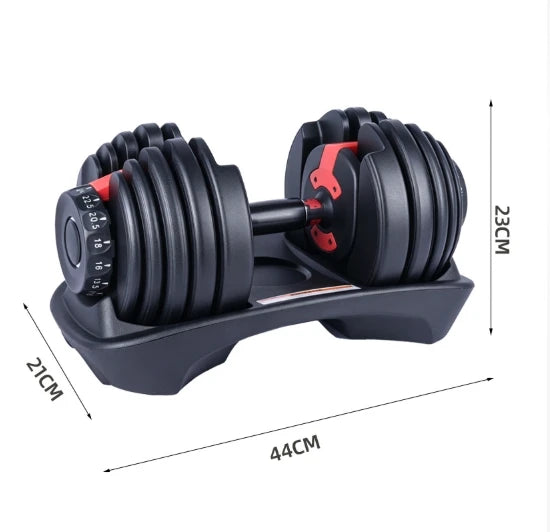 Cito Thriven Quick-Dial adjustable dumbbell with black handle and weight plates for versatile strength training.