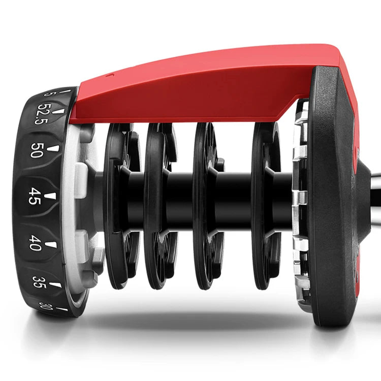 Cito Thriven adjustable dumbbell weighing 24kg (52.5lb) with black and silver design, suitable for strength training workouts.