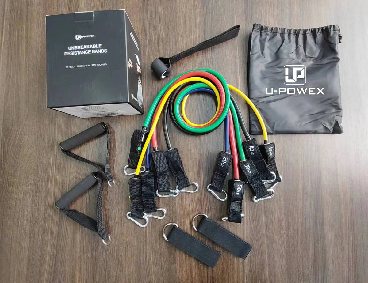 Cito Thriven 11-piece resistance band set for strength training with colorful elastic bands on a white background.