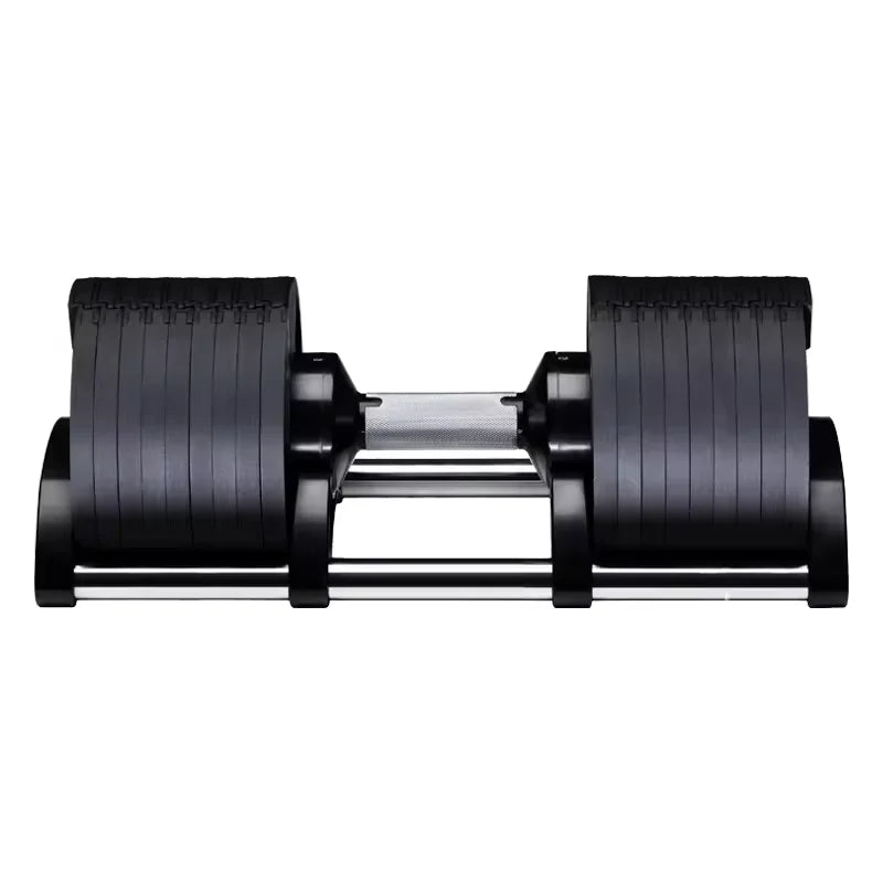 Adjustable Cito Thriven cast iron dumbbells with textured handles for a secure grip, set on a gym floor.