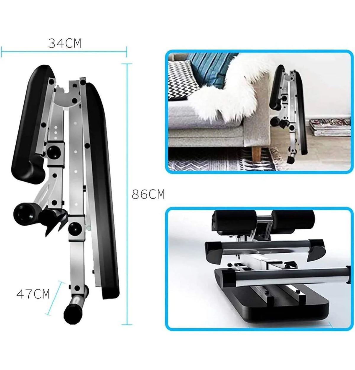 Cito Thriven folding weight bench with padded surface, adjustable backrest, and sturdy metal frame for versatile workout sessions.