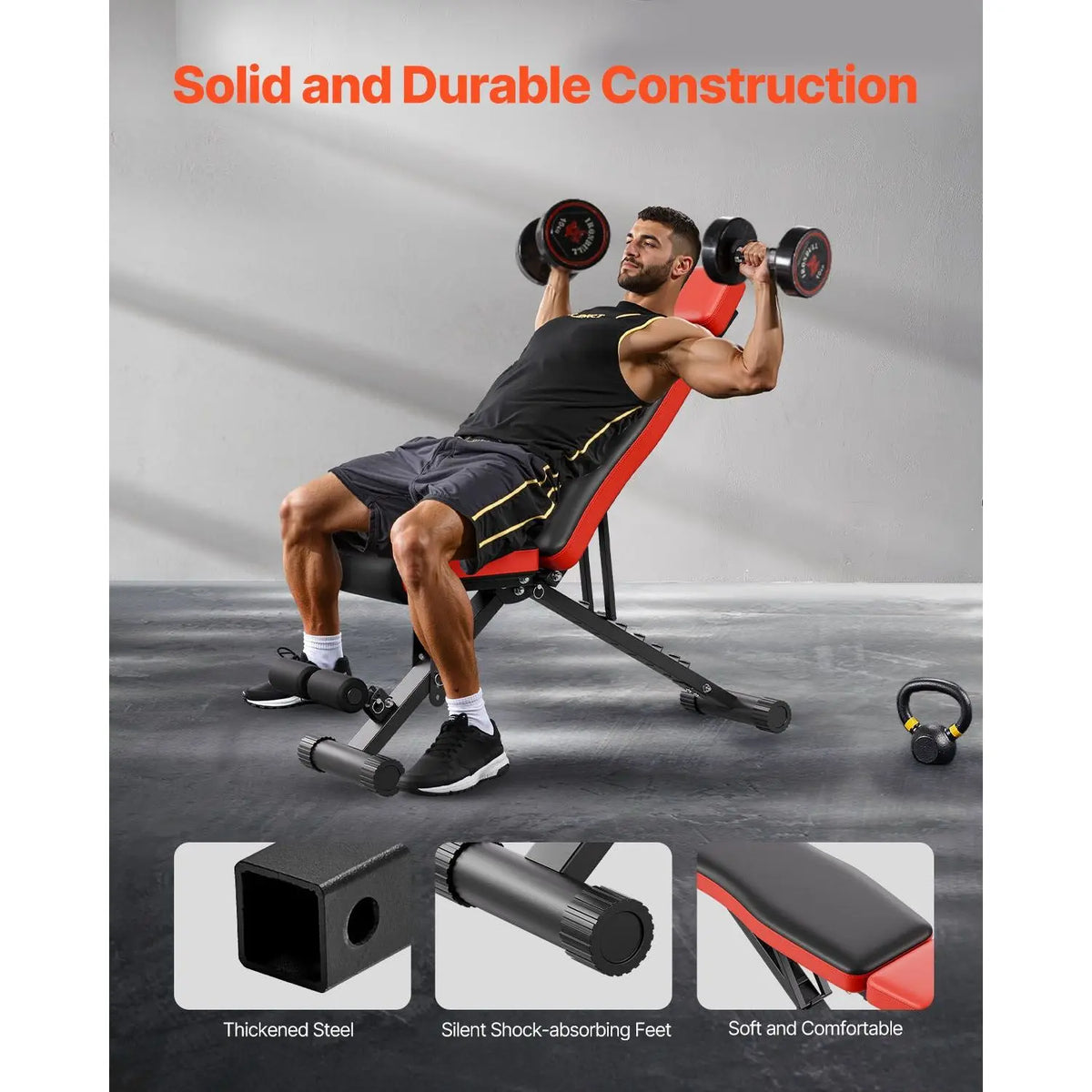 Cito Thriven adjustable weight bench with padded seat and backrest for versatile strength training exercises.