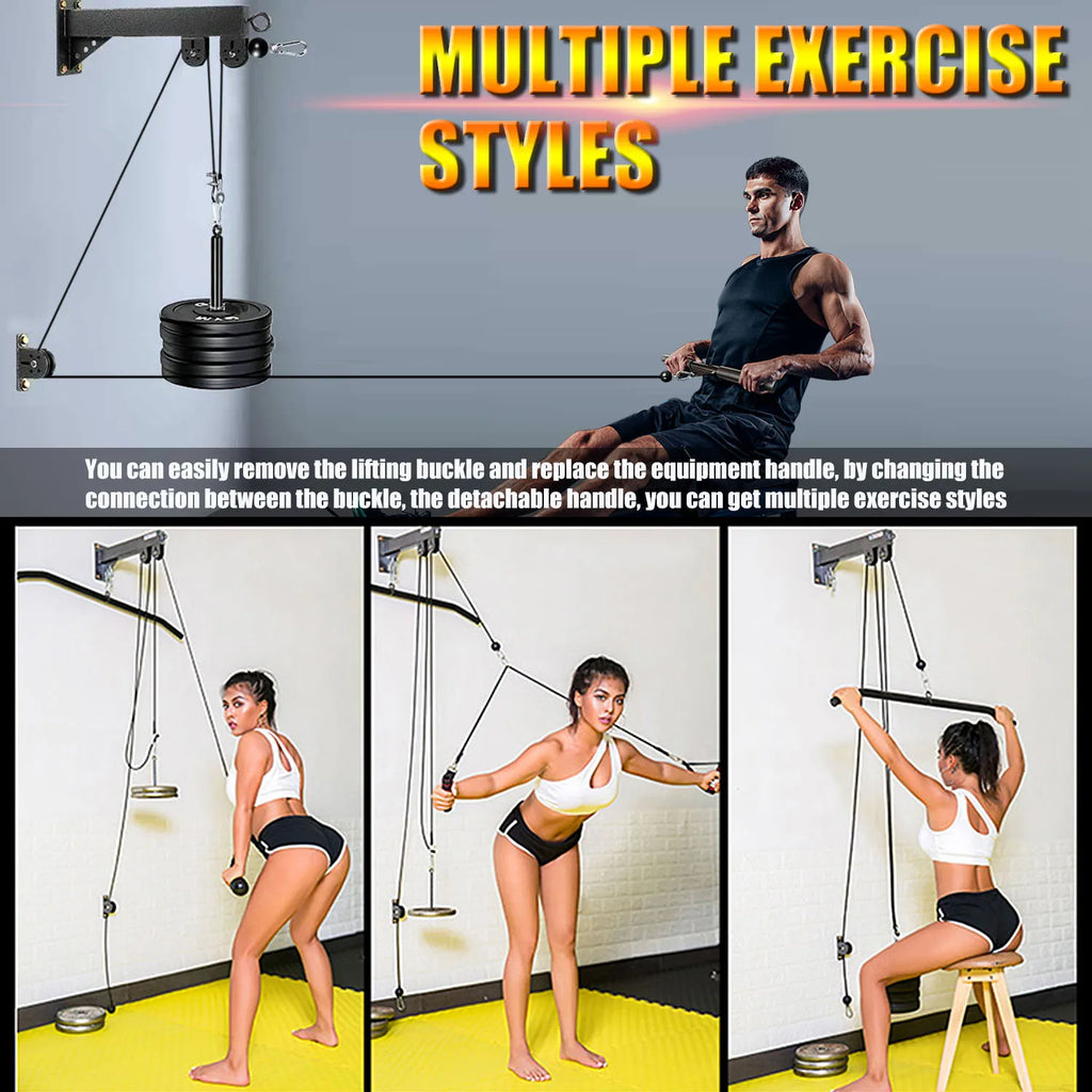 Wall-mounted cable pulley system from Cito Thriven for strength training, featuring adjustable pulleys and durable construction.