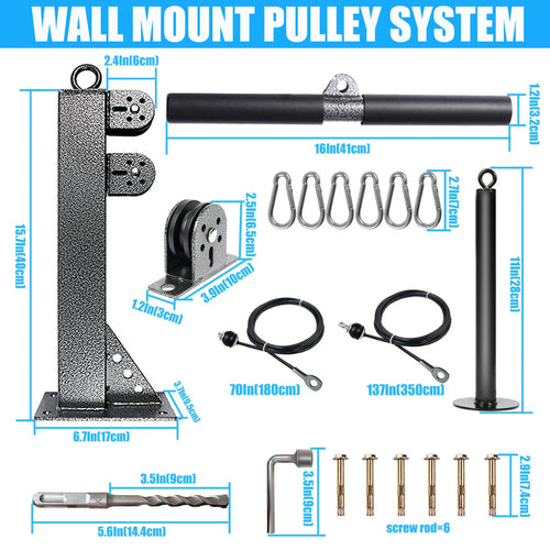 Wall-mounted cable pulley system by Cito Thriven for strength training, shown installed on a gym wall with adjustable pulleys.