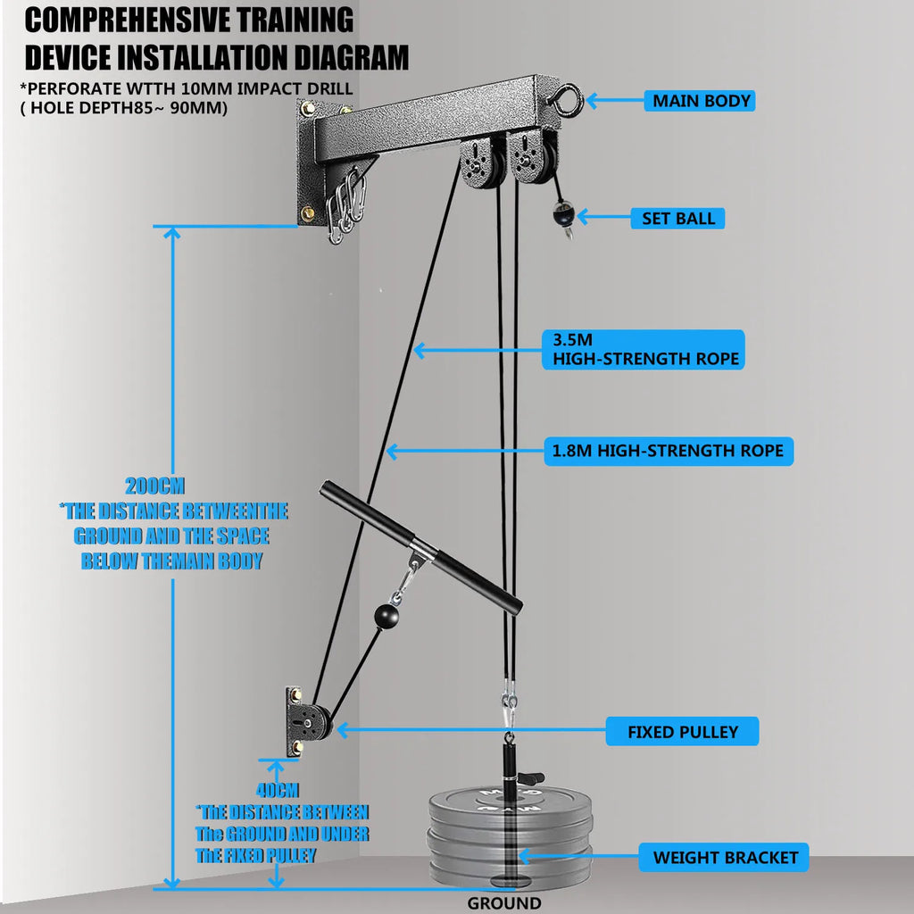 Cito Thriven wall-mounted cable pulley system for strength training, with adjustable pulley and sturdy mounting brackets.