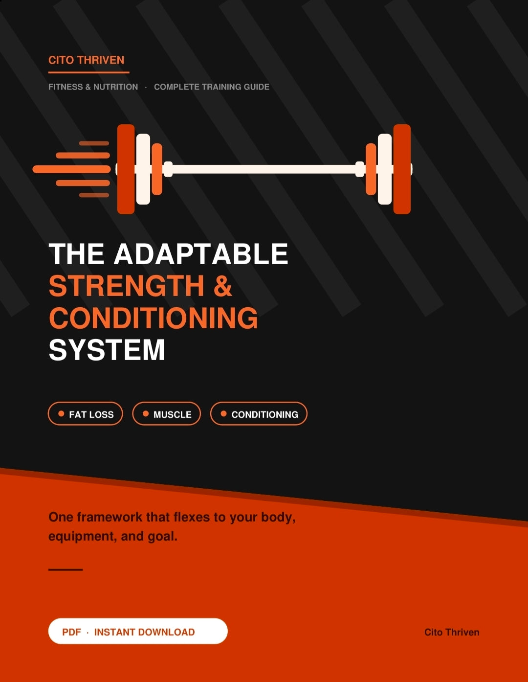 Digital guide for the Adaptable Strength & Conditioning System by Cito Thriven, featuring workout plans and training tips.